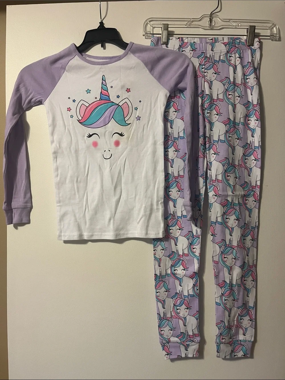 Girls' Lavender Unicorn Pajama Set - Long Sleeve Top & Pants